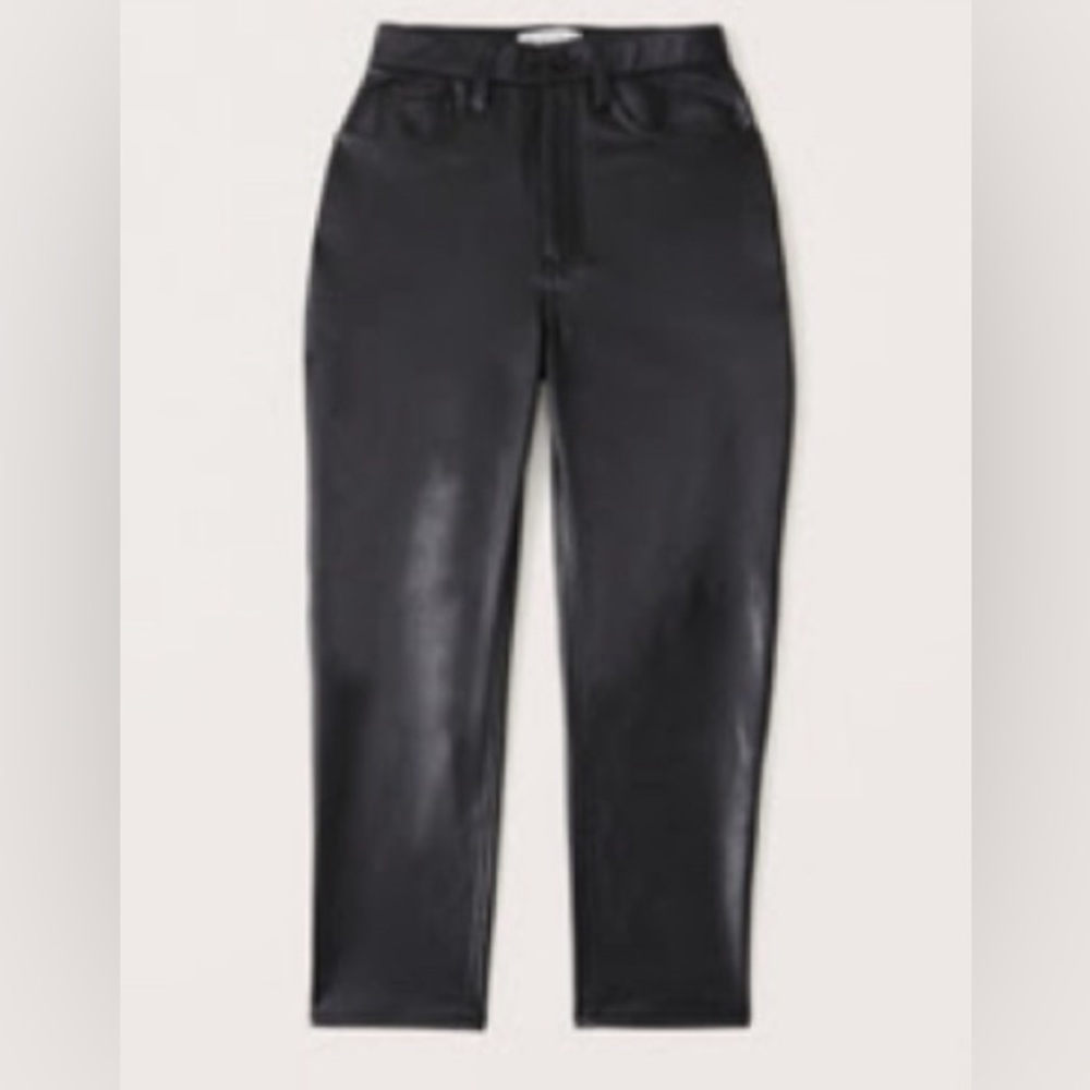 Abercrombie & Fitch Curve Love Vegan Leather Ankle Straight Pant